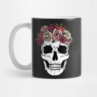 Day of the Dead Style Flower Crown Skull Illustration Mug